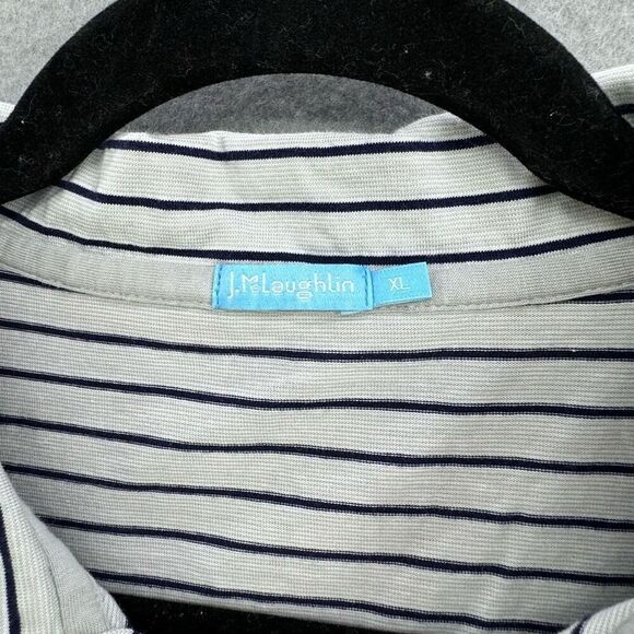 J. McLaughlin Marcus Striped Polo Long Sleeve Shirt Size XL - Picture 4 of 10
